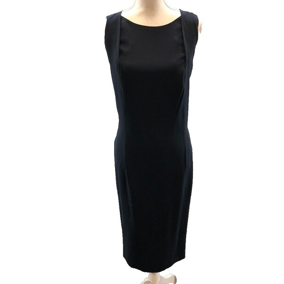 Calvin Klein Collection Sheath Dress Womens 12 Navy Blue Sleeveless Career